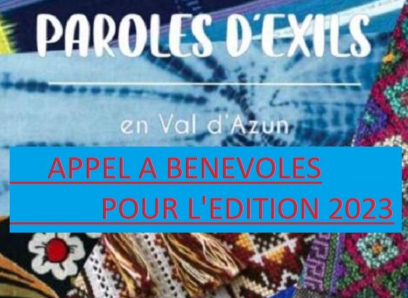 Appel à bénévoles pour le Festival Paroles d'exils et annonce soirée du 12 mai à l'Alamzic