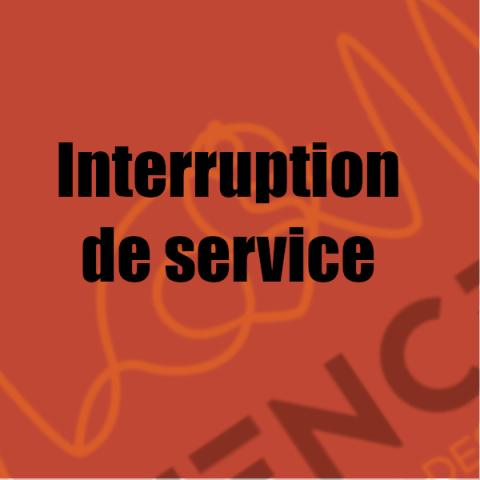 interruption de service sur fond orangé rouge