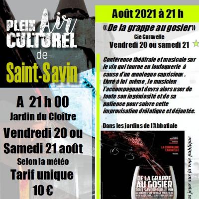 Conférence joyeuse sur le vin ces 20 et 21 Août 2021 à Saint-Savin