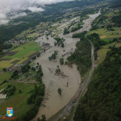 Le lac des Gaves inondé. Source SDIS65