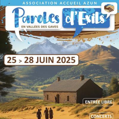 affiche, personnes marchant vers un refuge de montagne