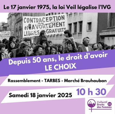 Pour célébrer les 50 ans de la loi Veil, le CDF65 appel à se rassembler ce 18 janvier 2025