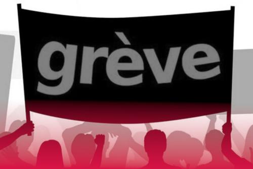 Illustration montrant des manifestants tenant une banderole sur laquelle est écrit "grève"